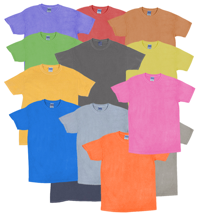 Wholesale Pigment Dye Assorted Color T-Shirts